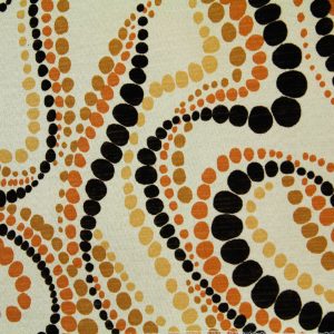 polka dot texture fabric 70s orange swirl cloth pattern stock photo