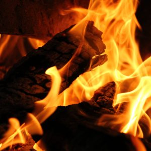 Fire three pieces of wood lumber