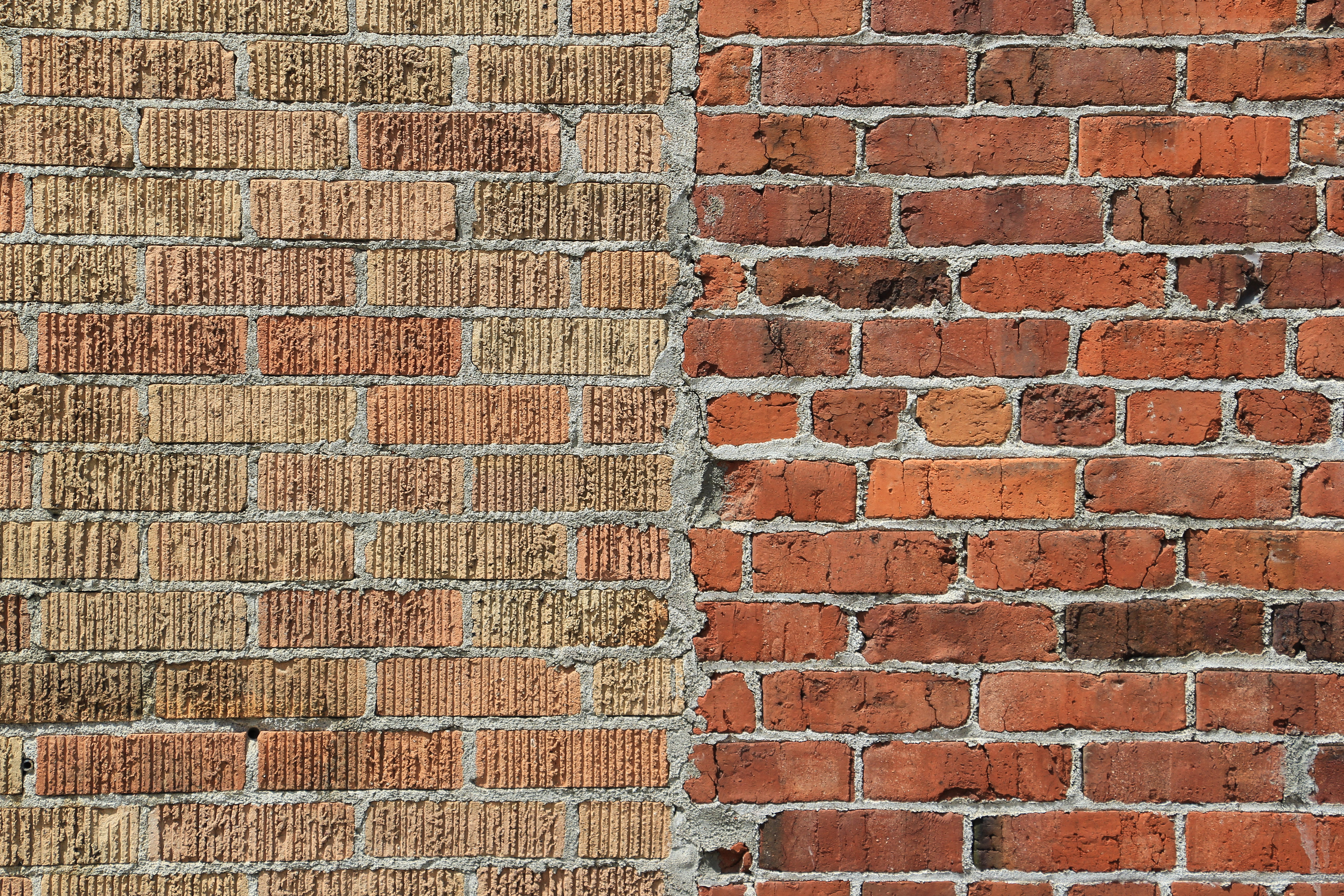 Brick Photo Two Toned Half Side Red Yellow Stock Wallpaper