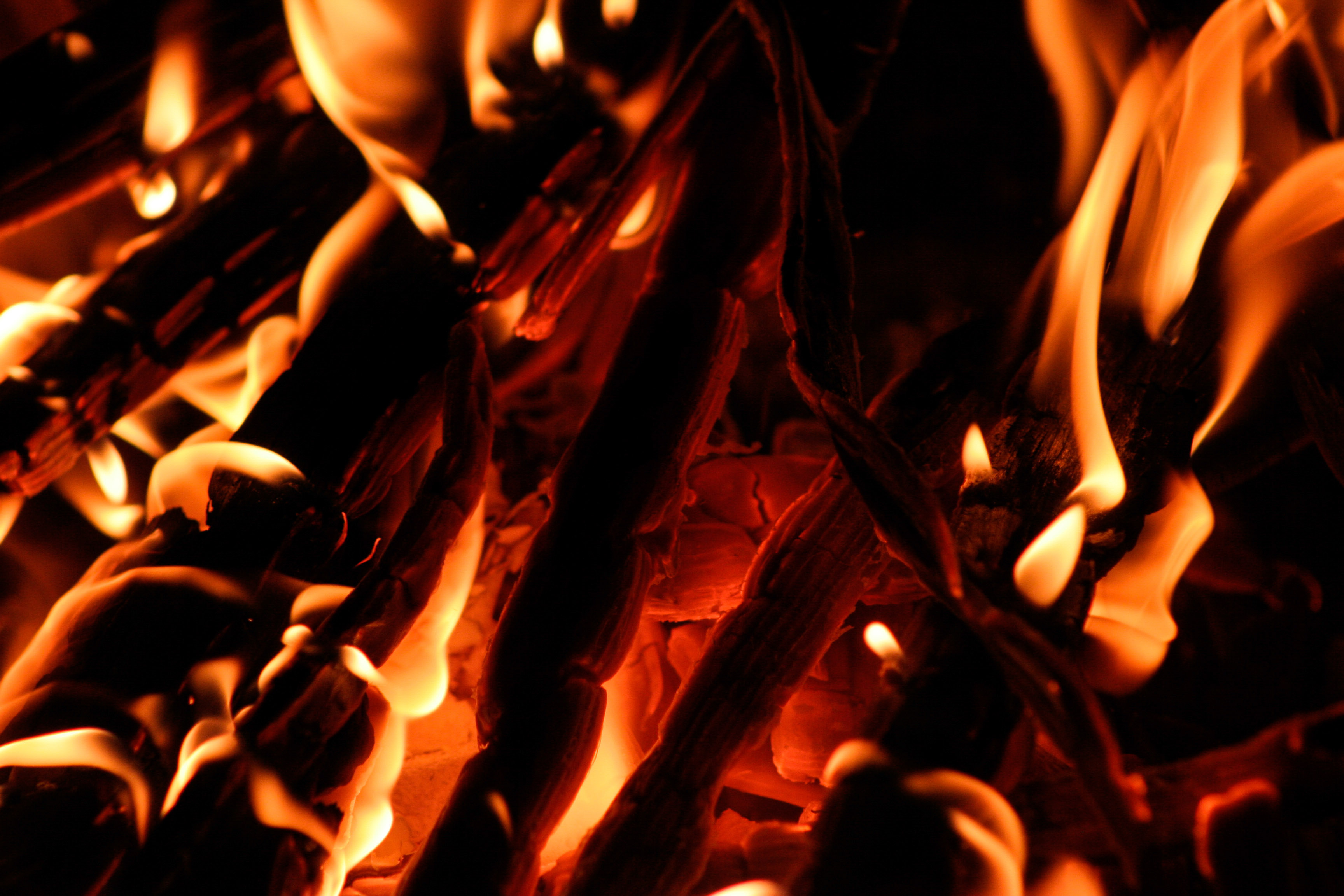 Fire Texture Burn Hot Wood Coal Bonfire Stock Photo