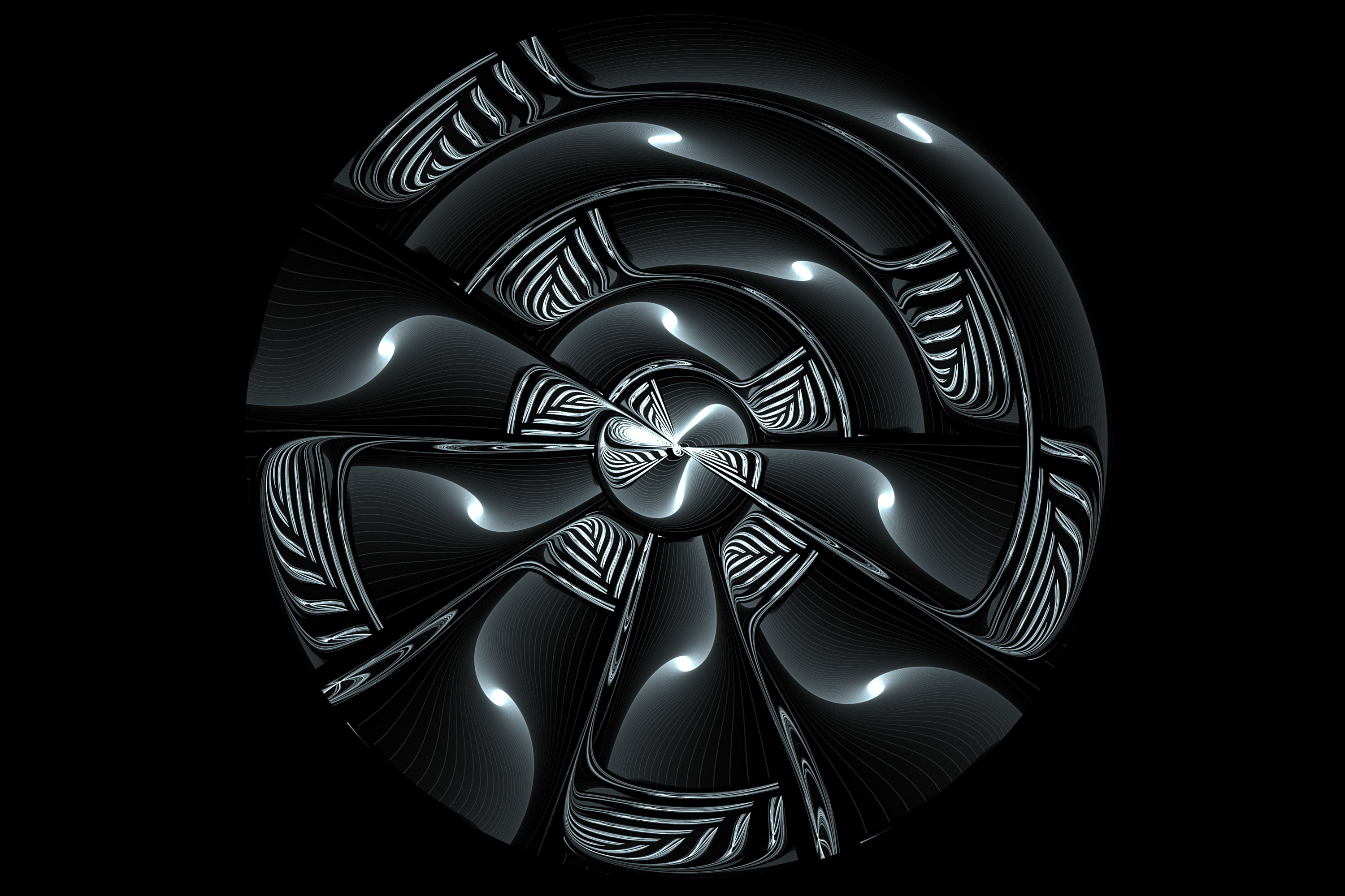 Fractal Disk Texture Black White Spiral Circle Abstract Tech Technologic