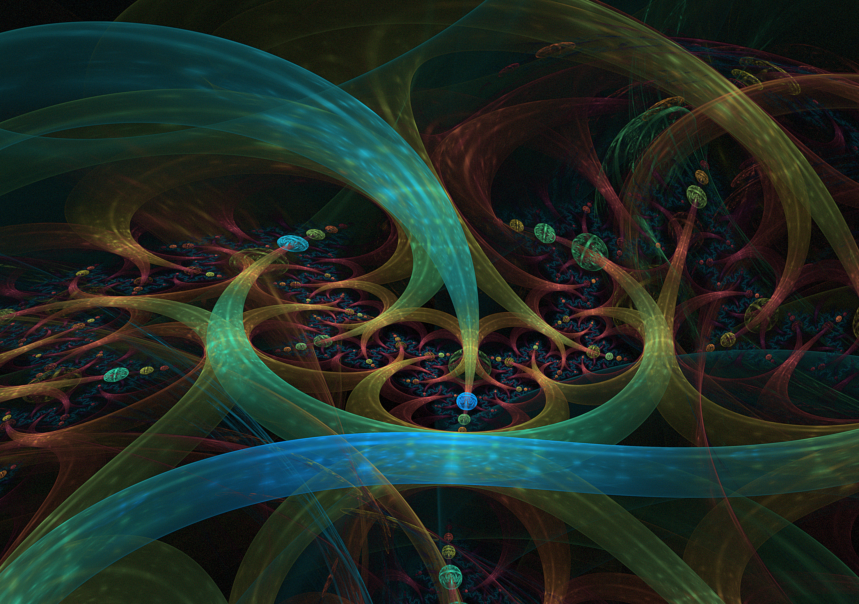 Fractal Texture 3d Abstract Bar Bubble Hand Blue Green Wallapper