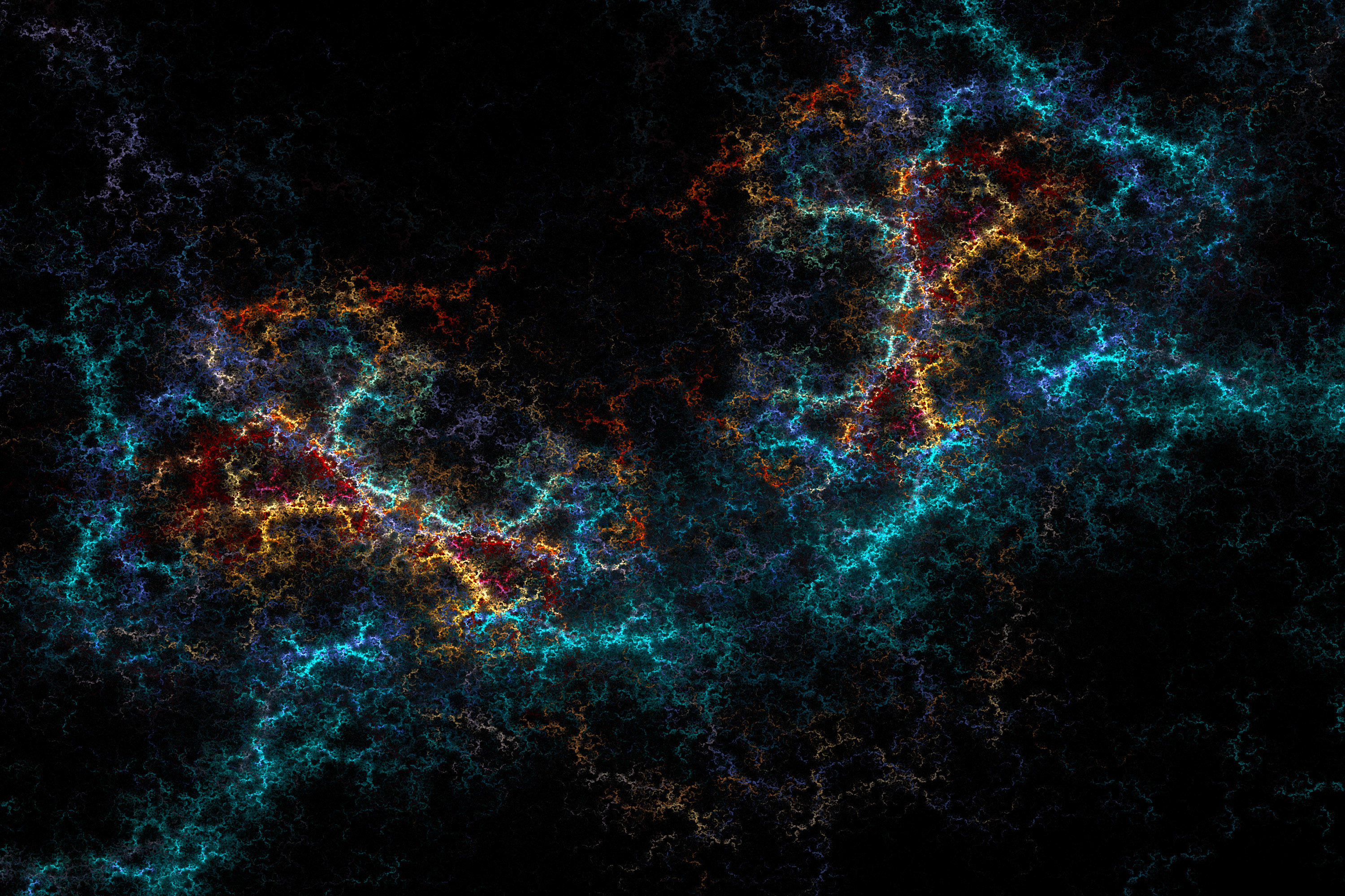 Fractal Texture Electric Butterfly Teal Orange Lightning Abstract Stock Wallpaper