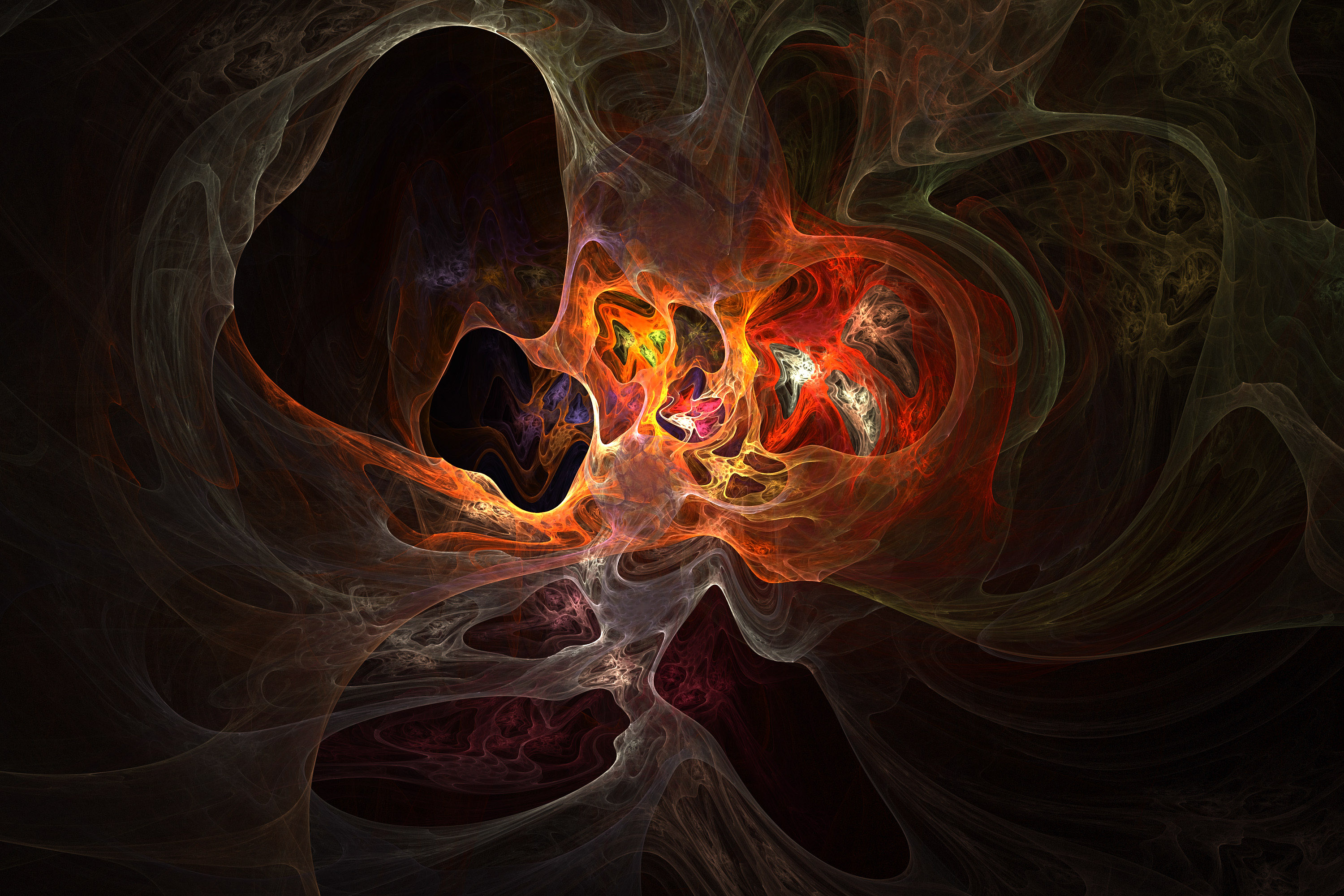 Fractal Texture Haunting Ghost Skull Red Orange Anger Abstract Stock Wallpaper