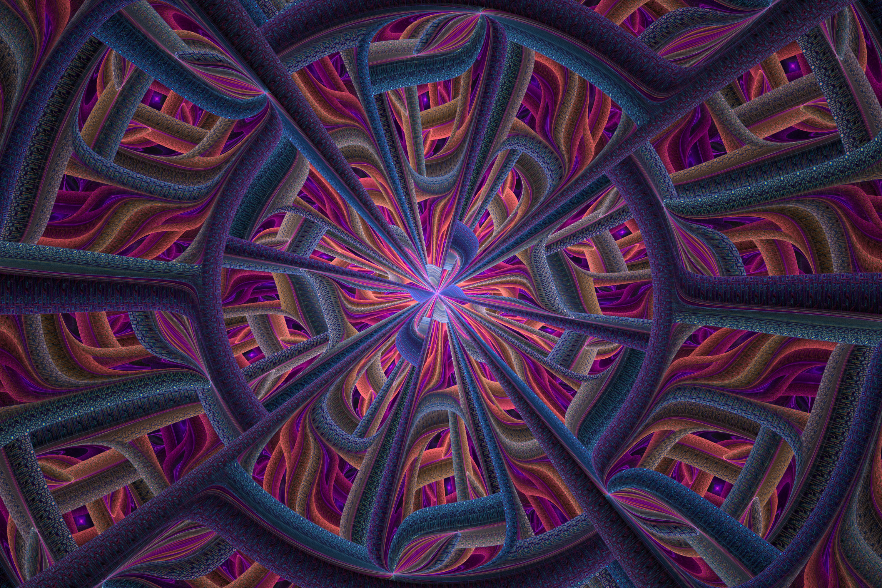 Fractal Texture Wallpaper Disk Zoom Abstract Pink Orange Wavy Spiral Stock Image