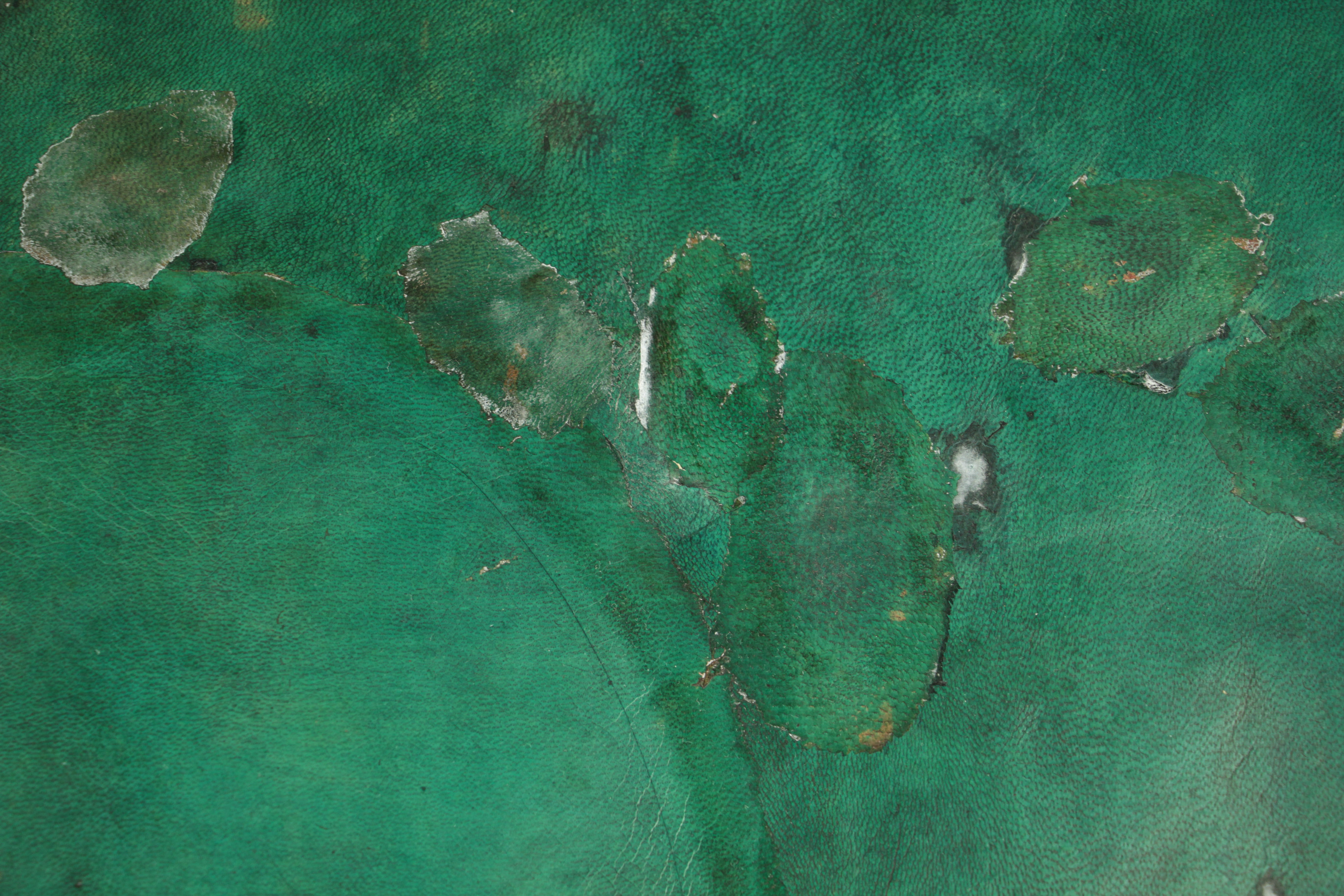 Green Leather Texture Spotted Stained Genuine Hand Made Journal