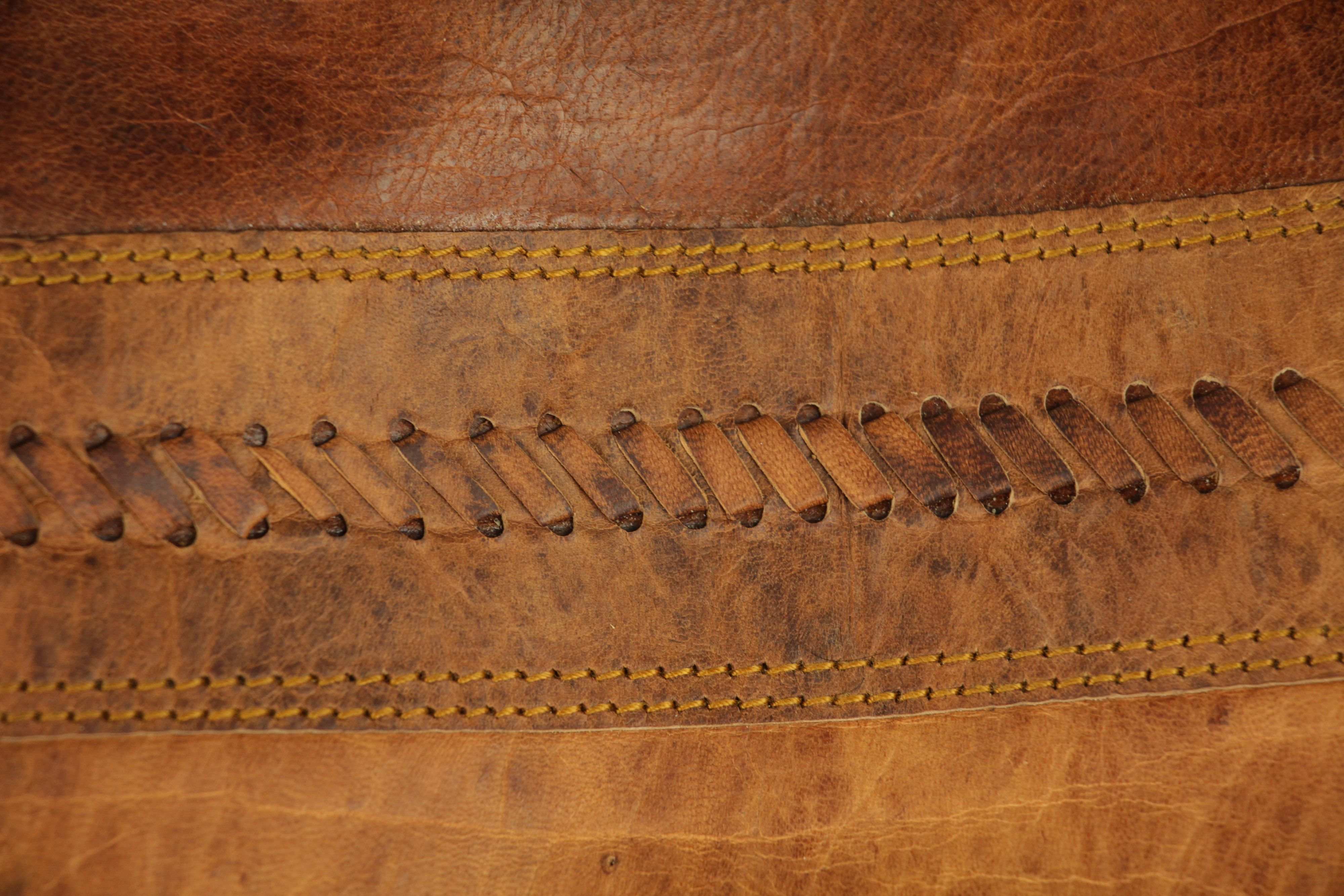 Leather Texture Multi Colored Brown Light Dark Thick Stitched Fabric Material