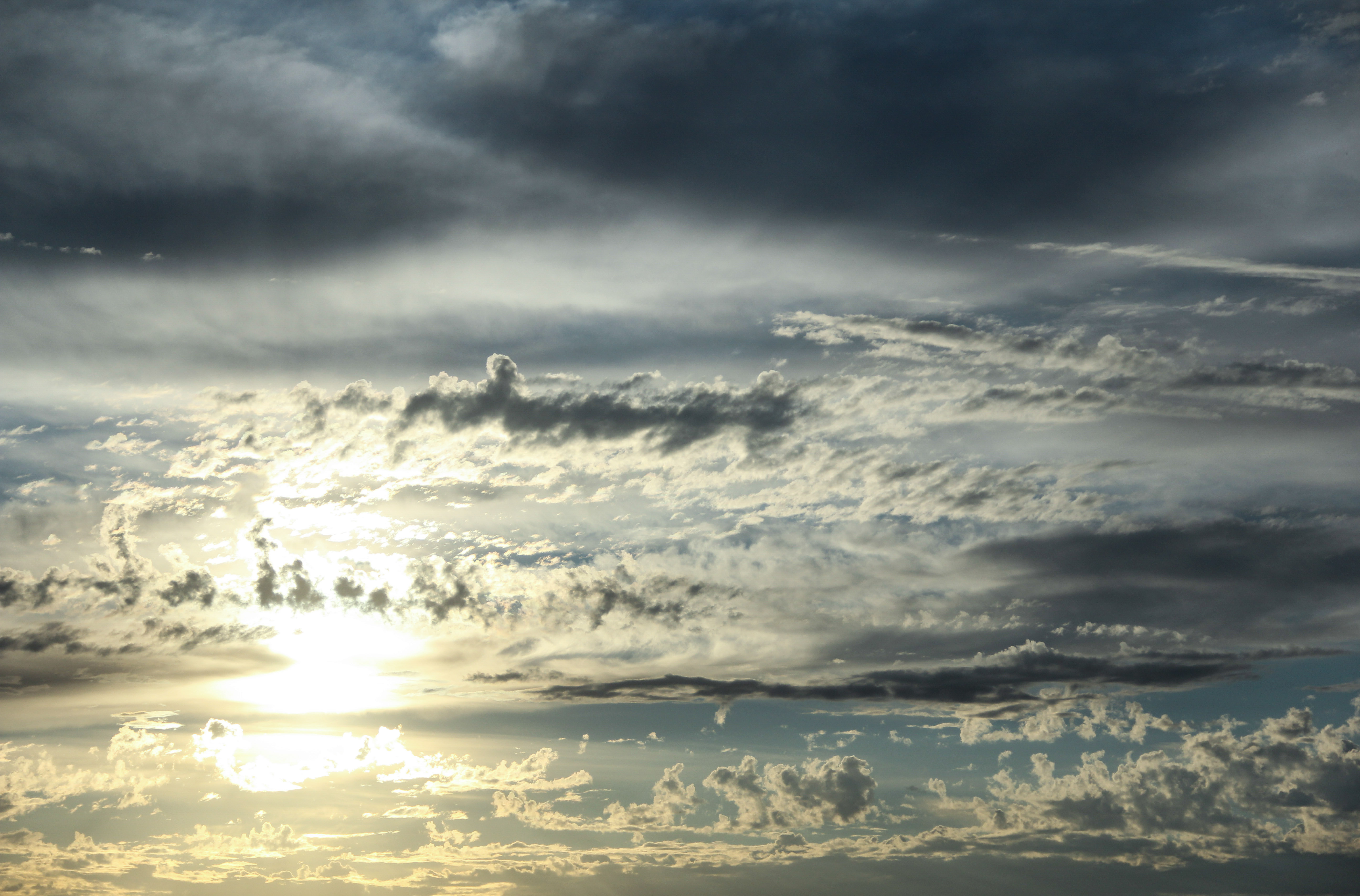 Sky Texture Glowing Sunset Yellow Dark Clouds Wallpaper