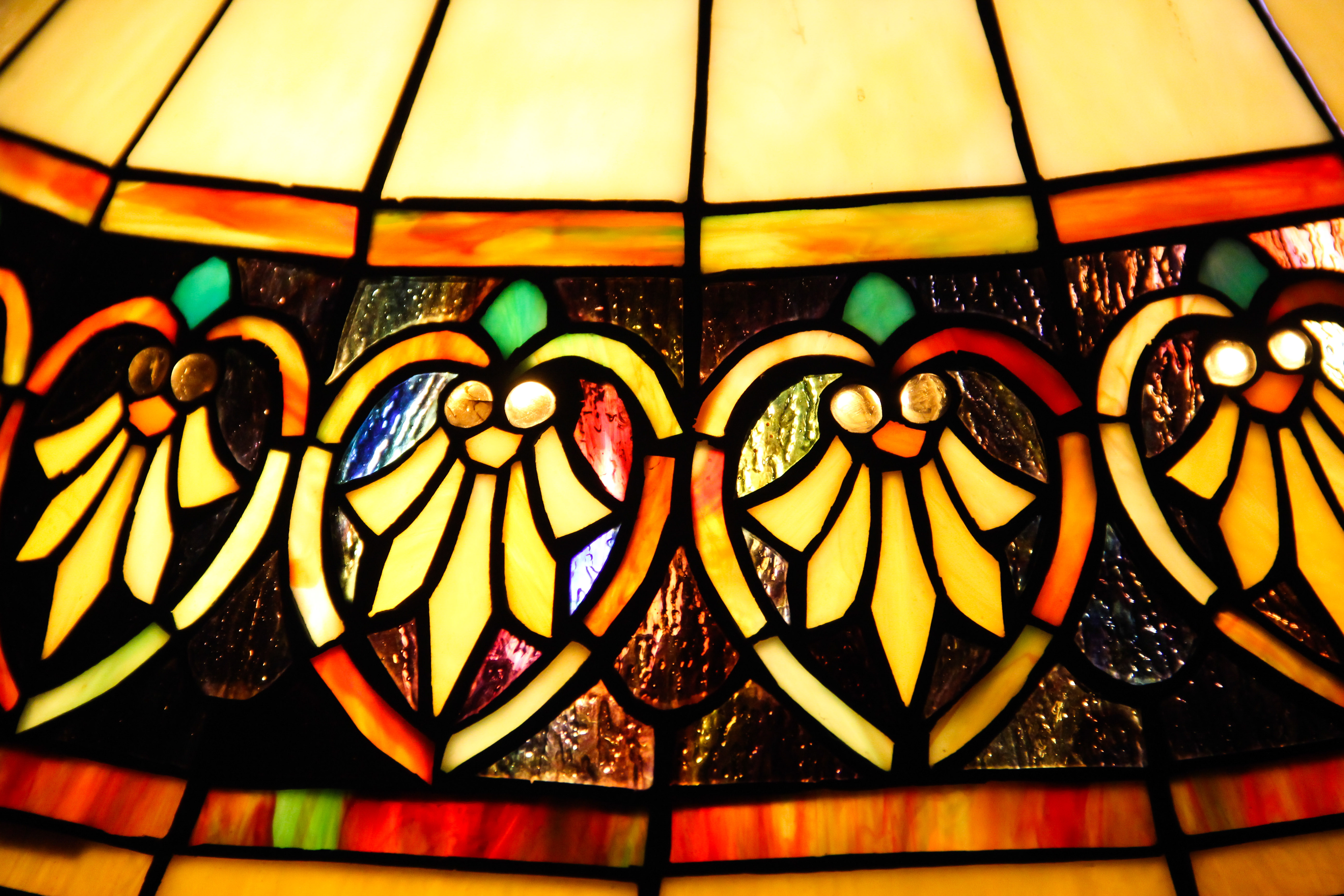 Stained Glass Texture Leaf Yellow Red Stock Photo Lamp Shade