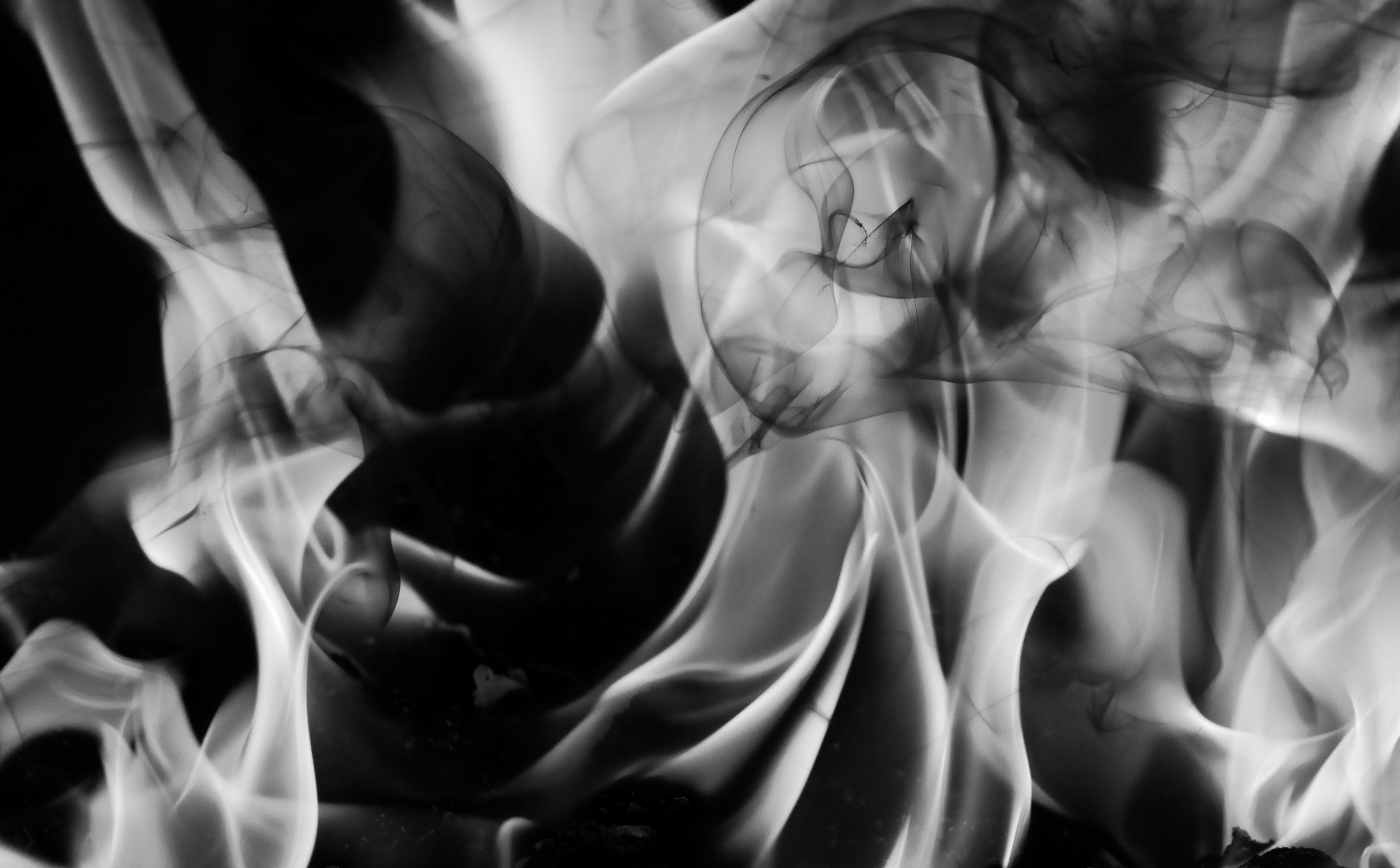 White Fire Texture Black Smoke Burning Stock Photo