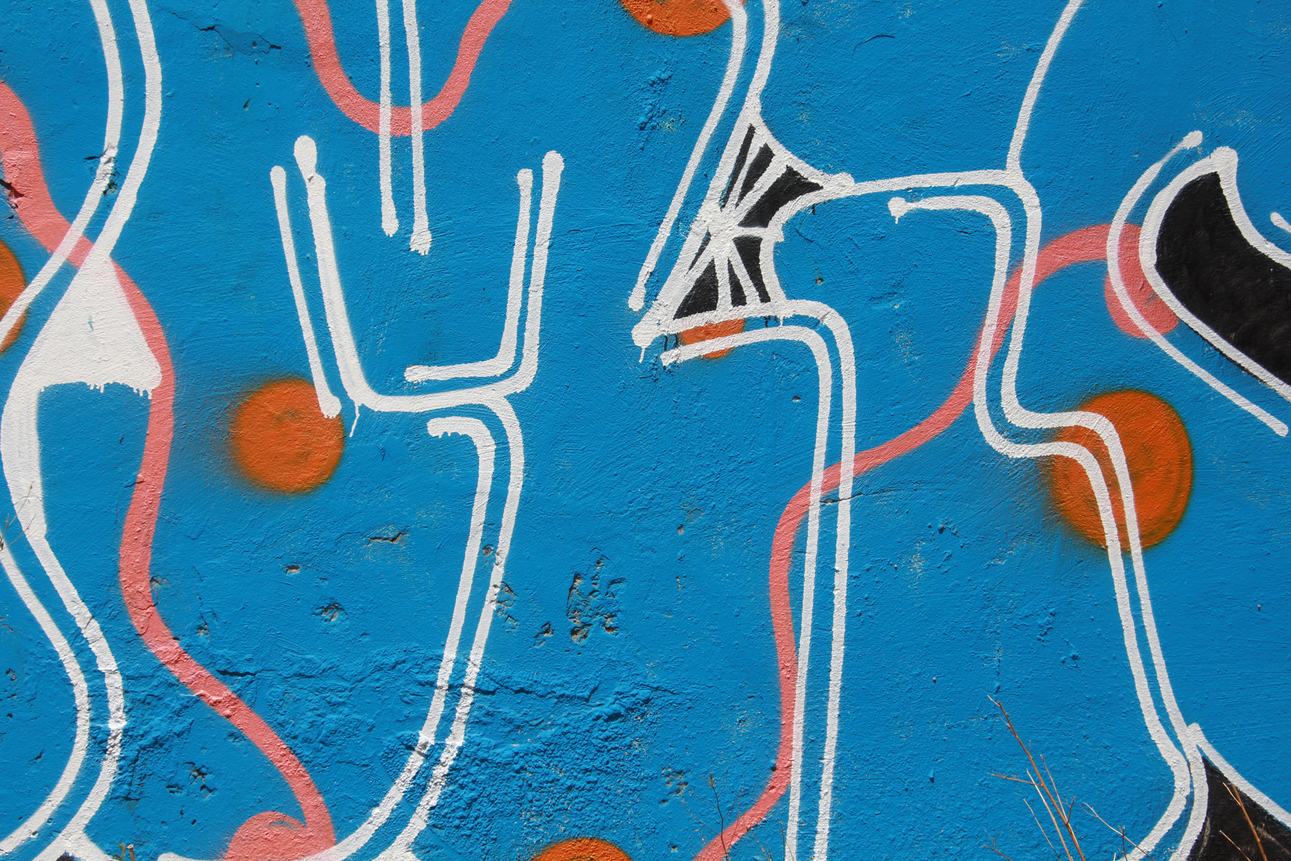 Blue White Orange Spray Paint Graffiti