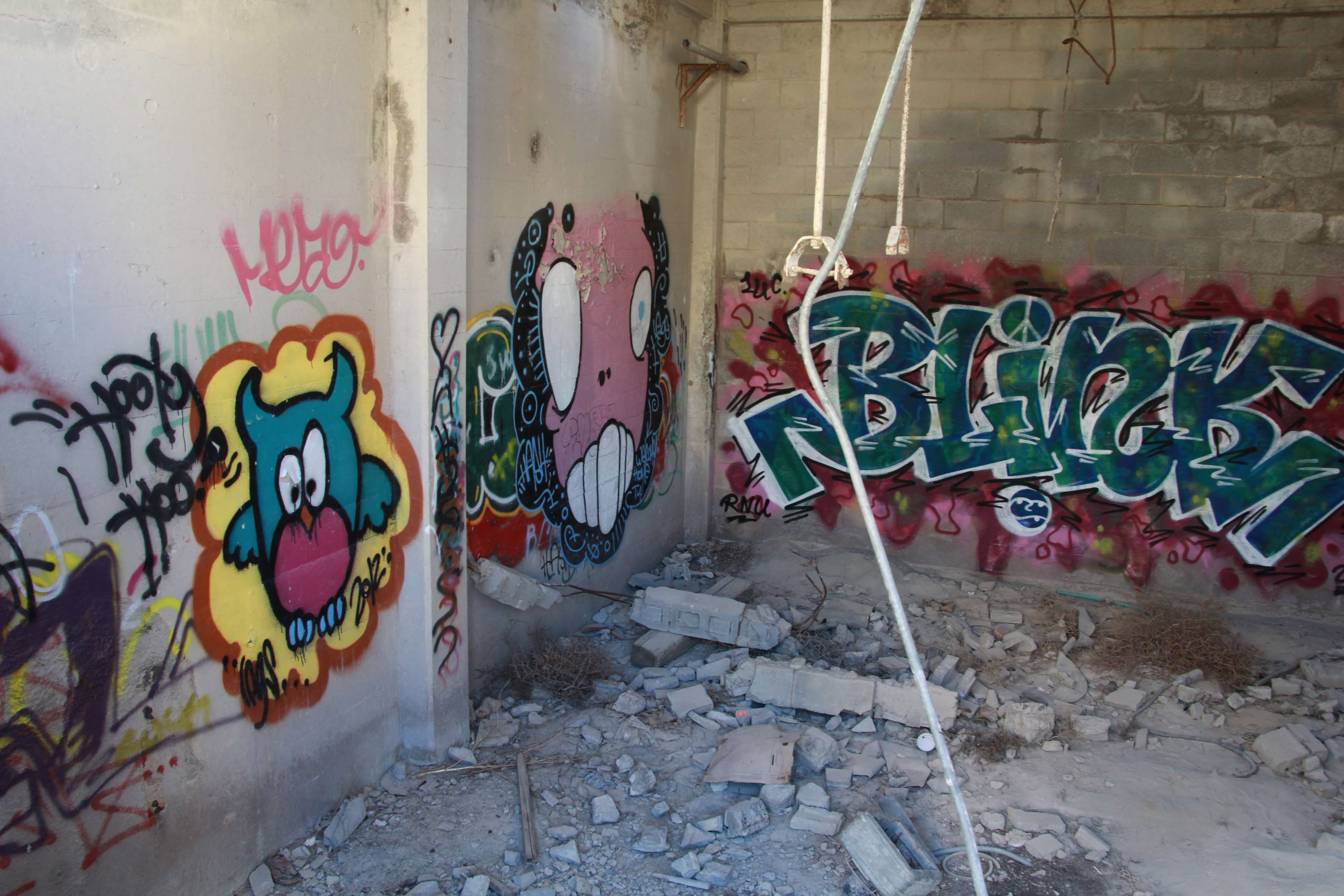 Colorful Figures Spray Paint Graffiti Corner Room