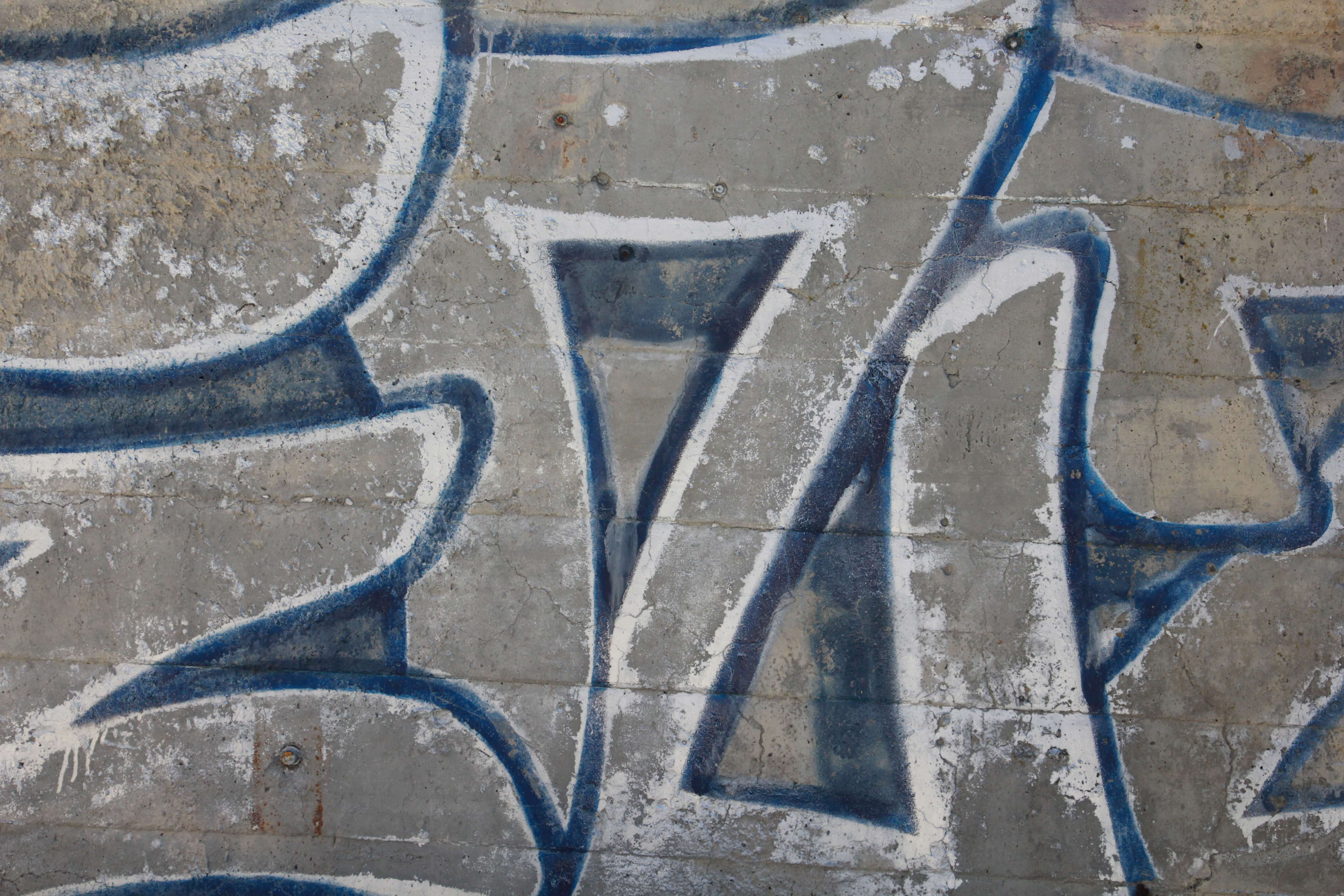 Gray Blue Letters Spray Paint Graffiti