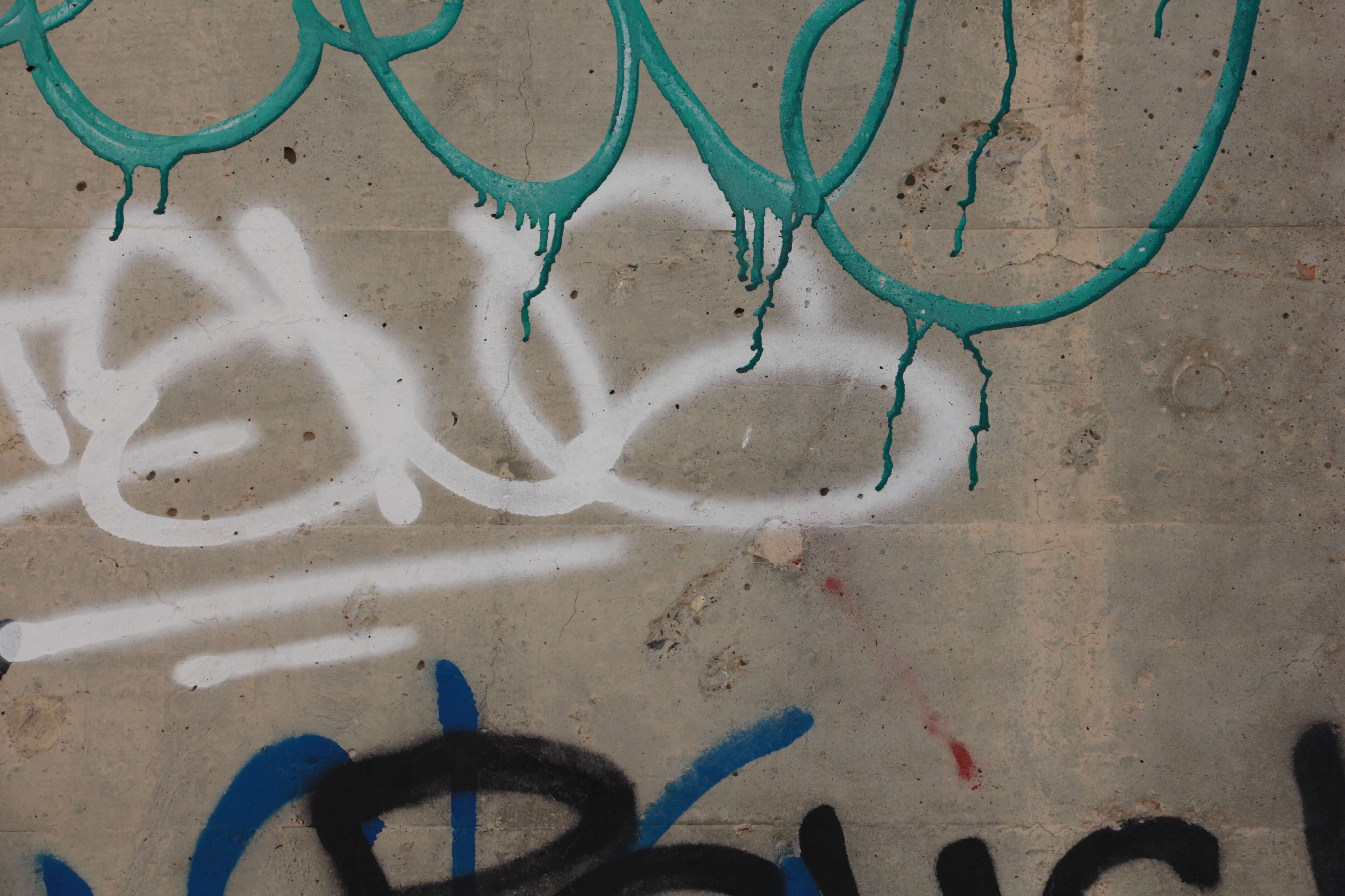 Green White Black Spray Paint Letters Graffiti Concrete Wall